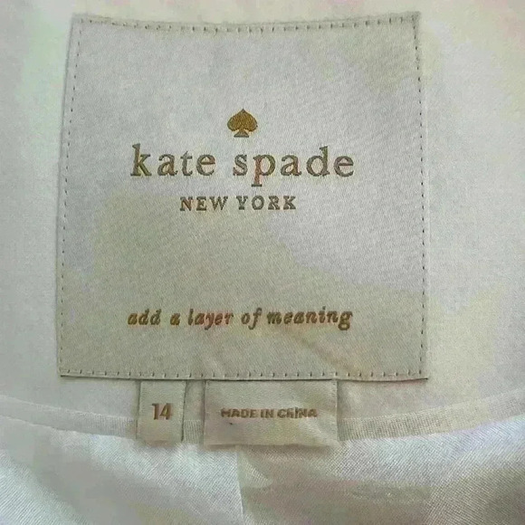 Kate Spade Bayle NWT $598 Coat Double Breasted Beige/Gold 100% Cotton Wmn Sz 14 - Picture 11 of 16